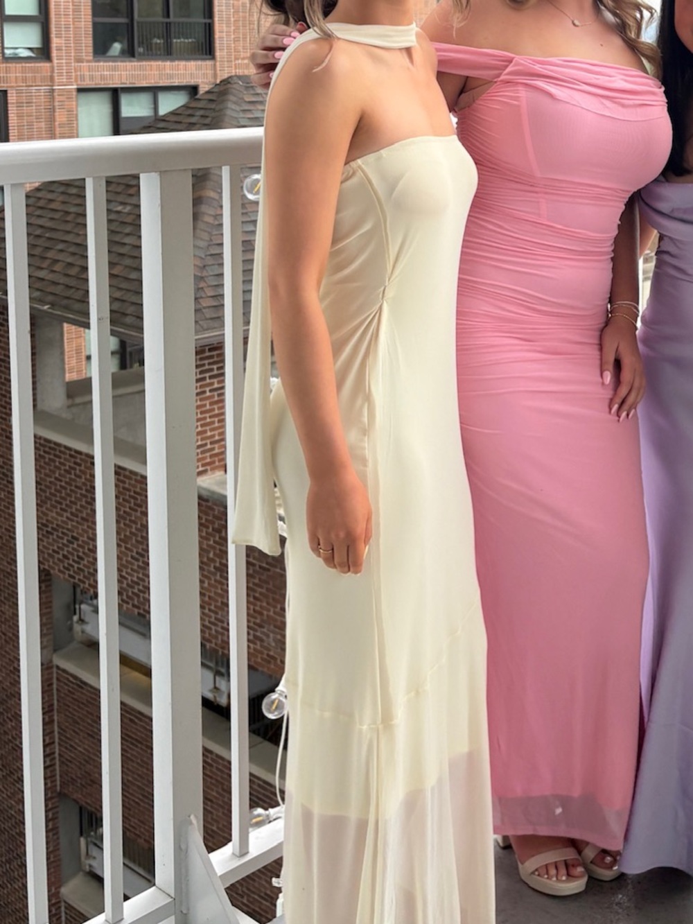 Yellow Pastel Maxi Dress with Scarf